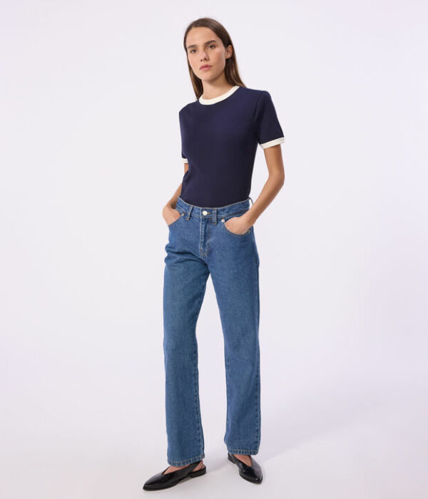 Tee-shirt femme en coton manches courtes uni
