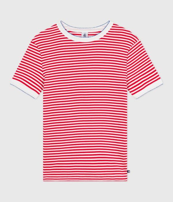Tee-shirt femme en coton manches courtes à rayures