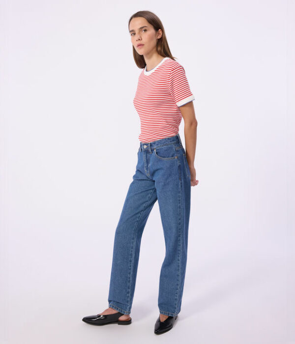 Tee-shirt femme en coton manches courtes à rayures