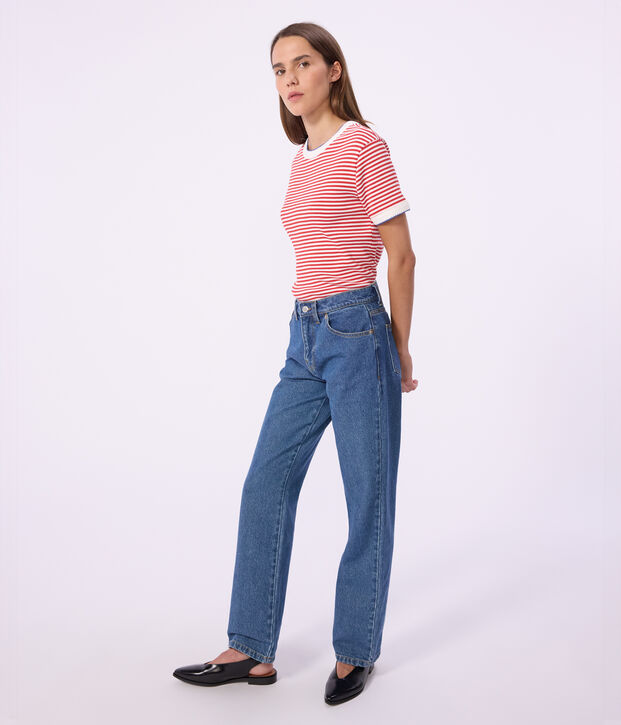 Tee-shirt femme en coton manches courtes à rayures – Image 3